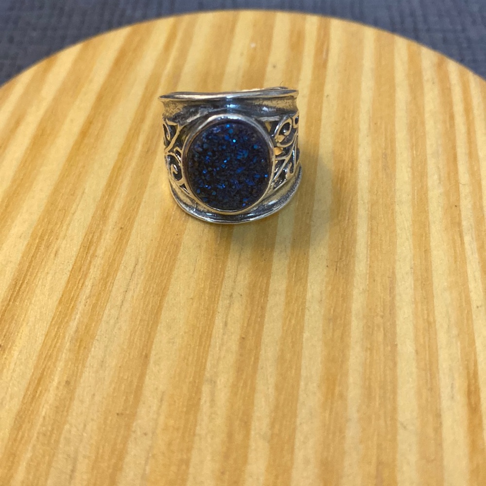 Sterling Silver Ring with blue sparkly stone